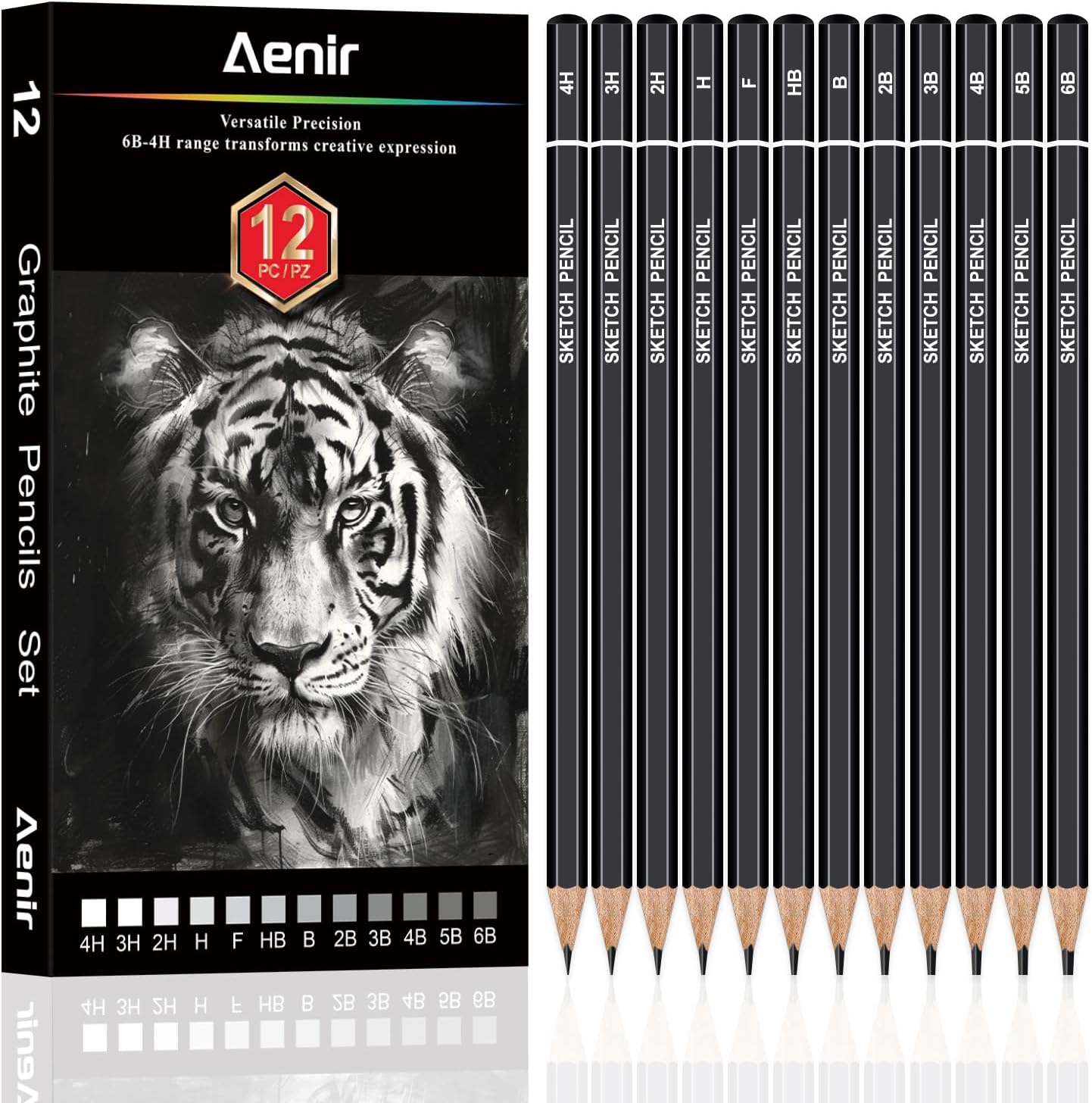 12-Piece Graphite Sketch Pencils Set