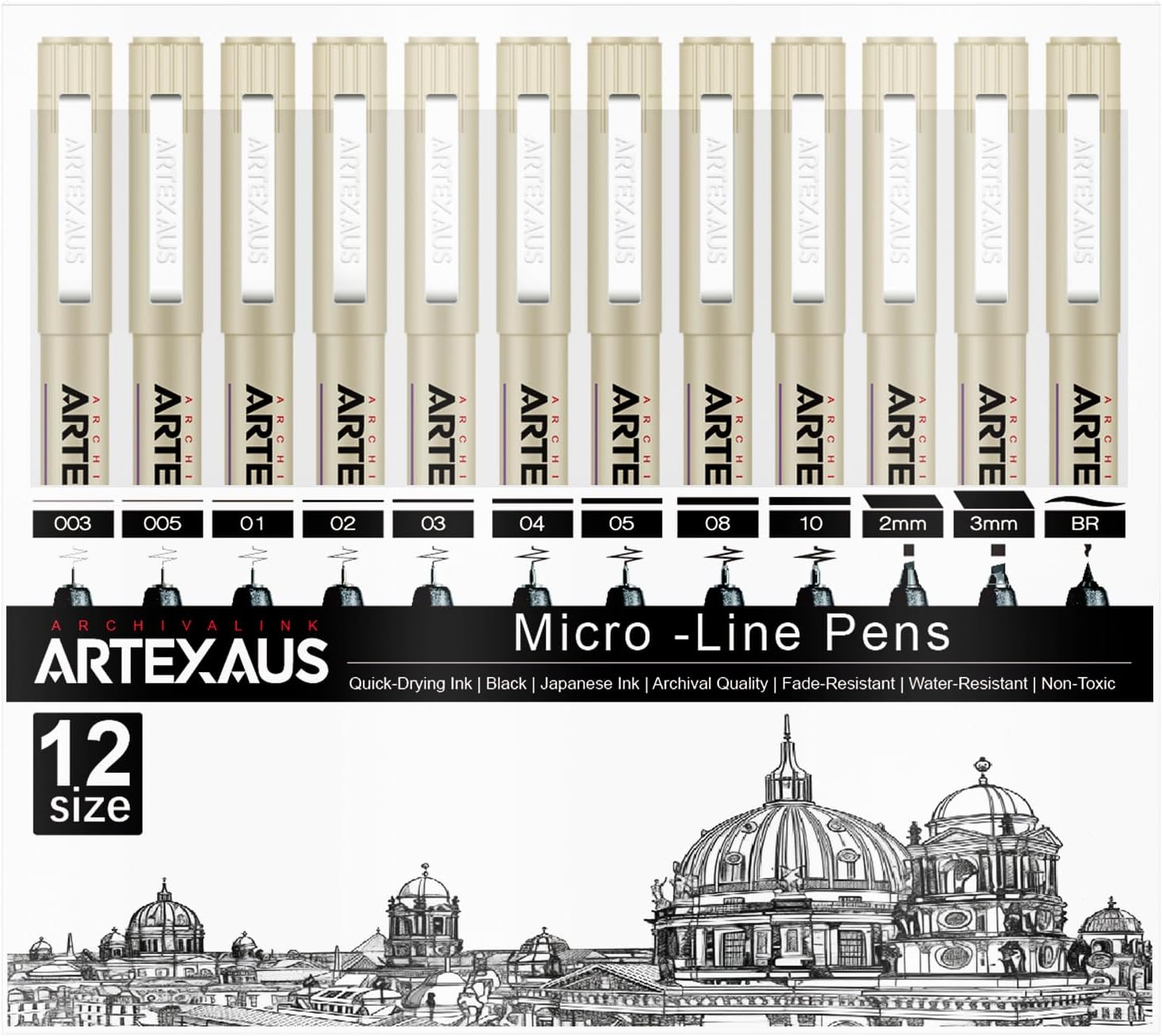 12-Piece Micro Fineliner Pens