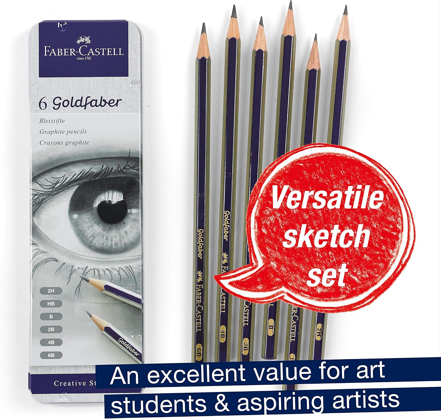 6-Piece Graphite Sketching Pencil
