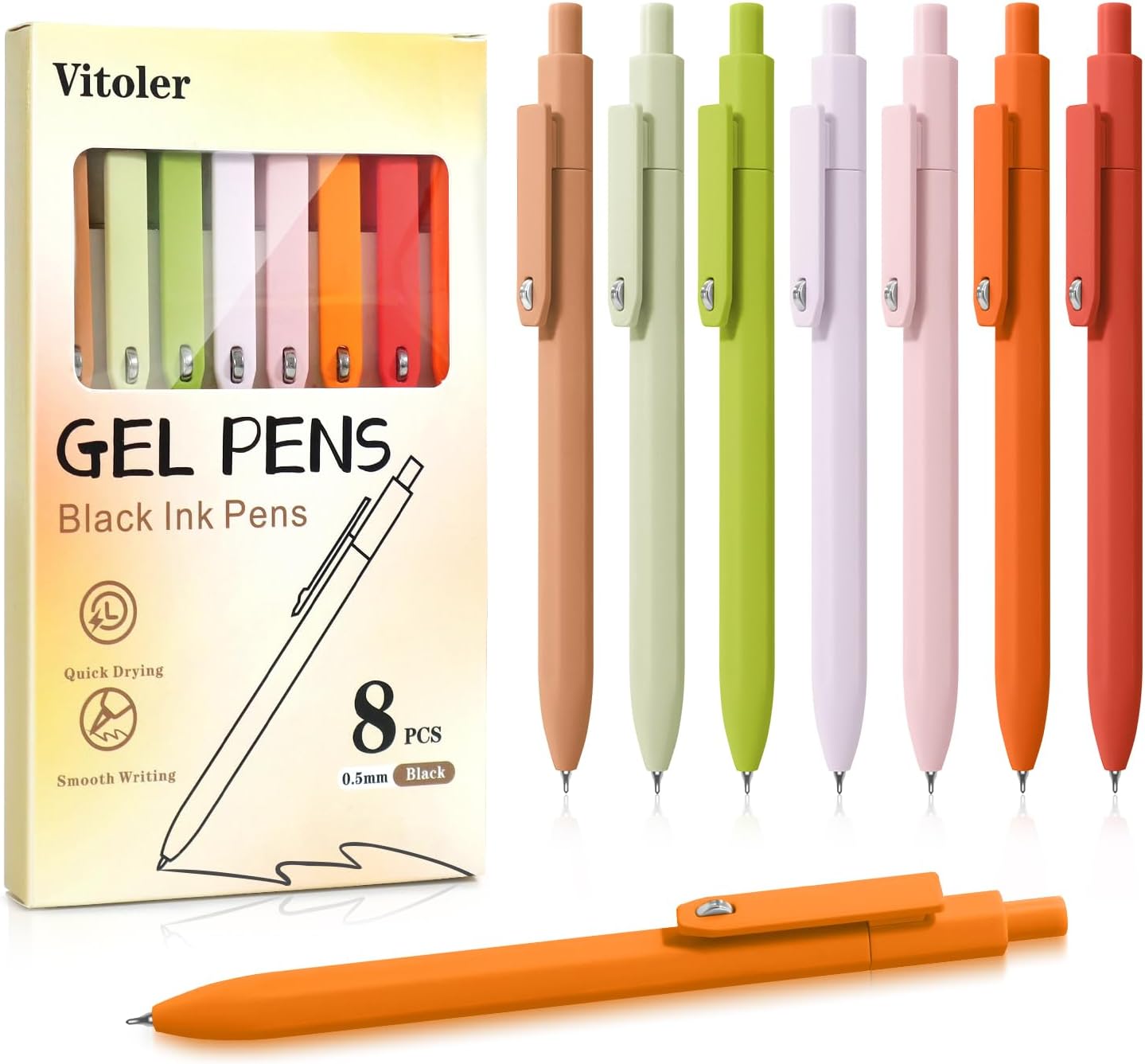8-Piece 0.5mm Retractable Gel Pen Set