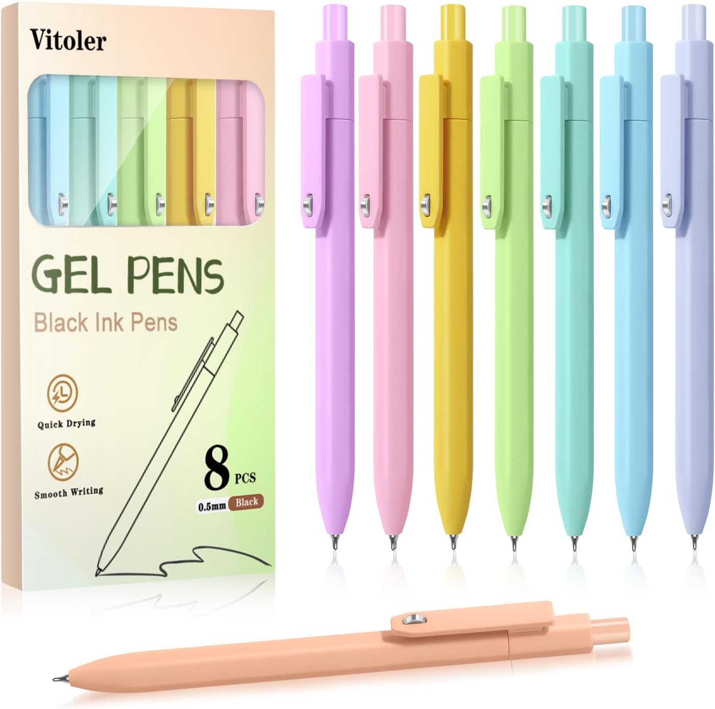 8-Piece 0.5mm Retractable Gel Pen Set