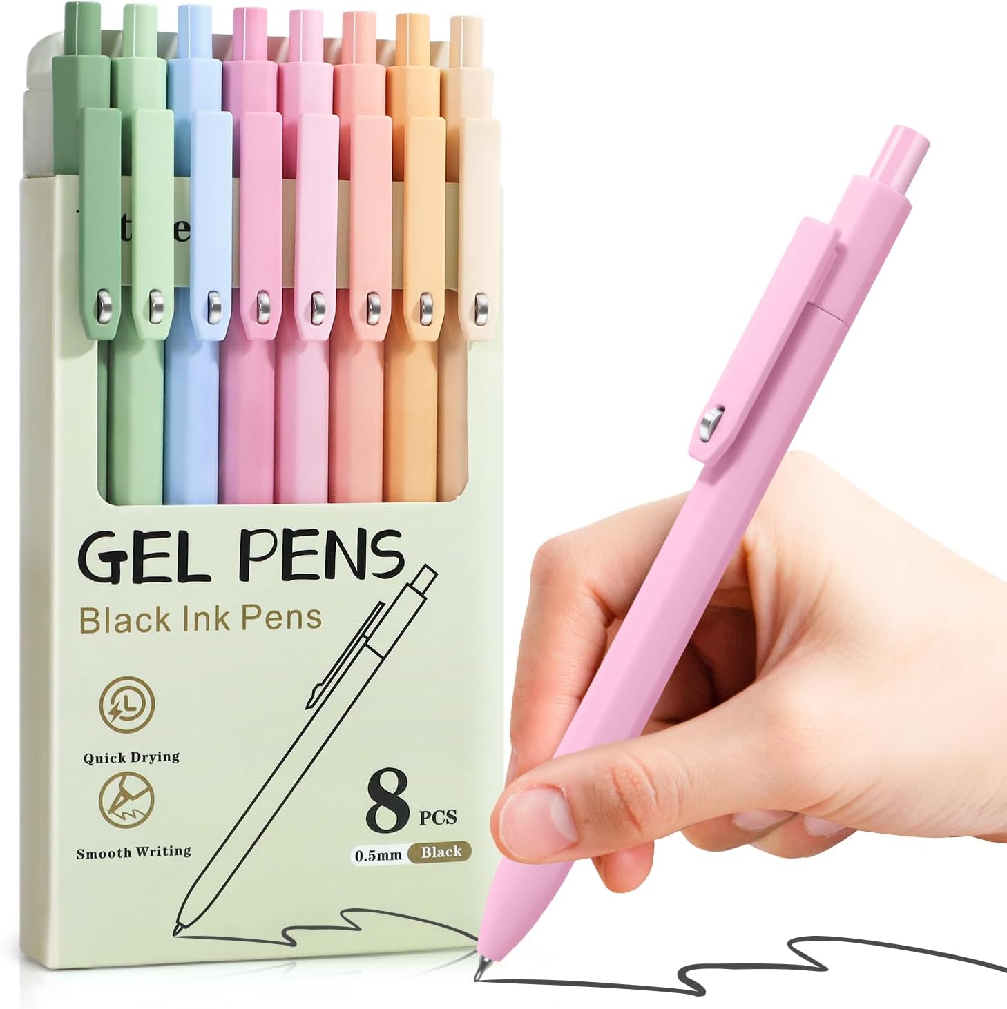 8-Piece 0.5mm Retractable Gel Pen Set